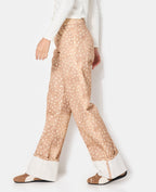 Jean droit avec grand revers motif faon