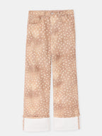 Jean droit avec grand revers motif faon