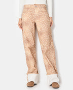 Jean droit avec grand revers motif faon