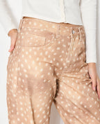 Jean droit avec grand revers motif faon