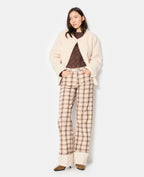 Jean droit avec grand revers motif carreaux