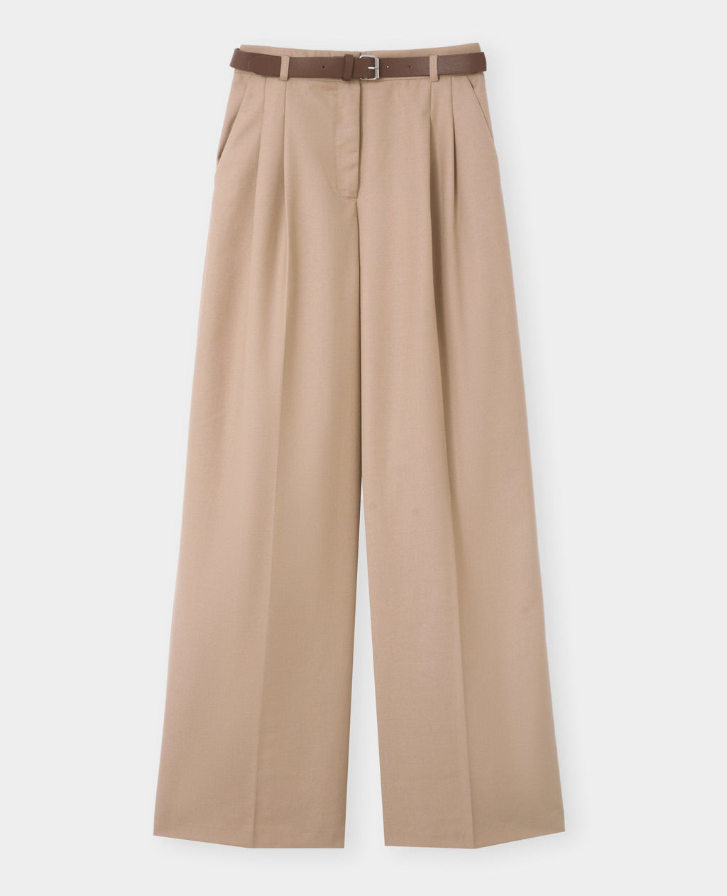 Pantalon large taille haute avec ceinture