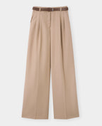 Pantalon large taille haute avec ceinture