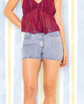 Short en jean taille haute avec mini strass