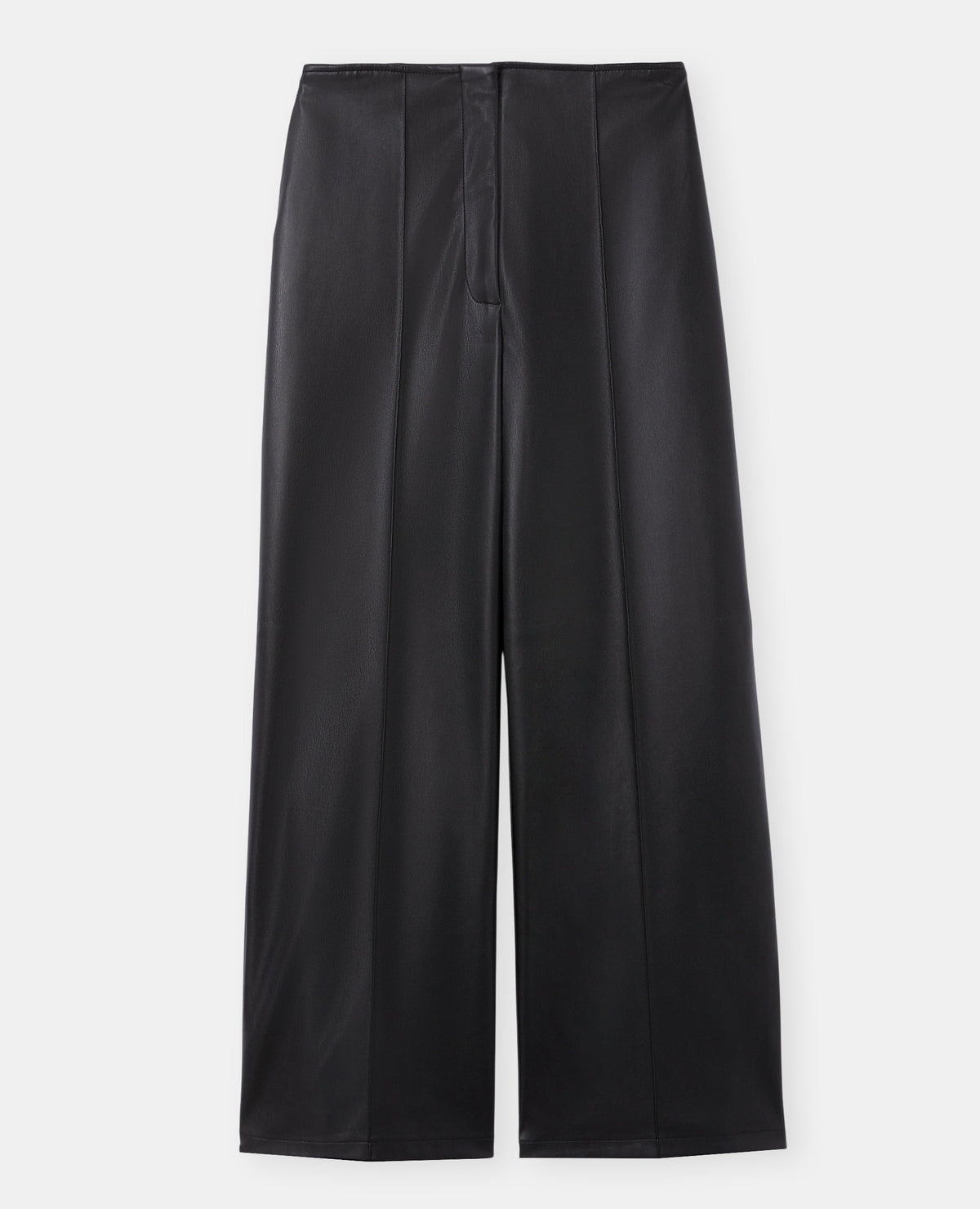 Pantalon droit en simili avec sur piqûres