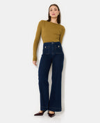 Jean wide taille haute avec poches plaquées