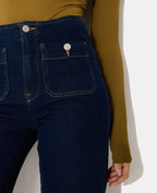 Jean wide taille haute avec poches plaquées