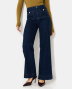Jean wide taille haute avec poches plaquées