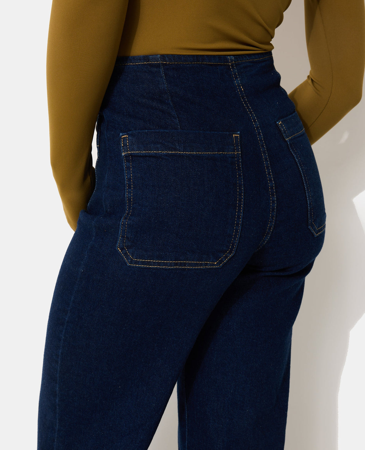 Jean wide taille haute avec poches plaquées