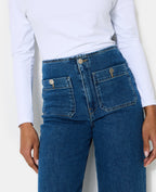 Jean wide taille haute avec poches plaquées