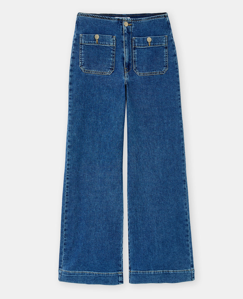 Jean wide taille haute avec poches plaquées