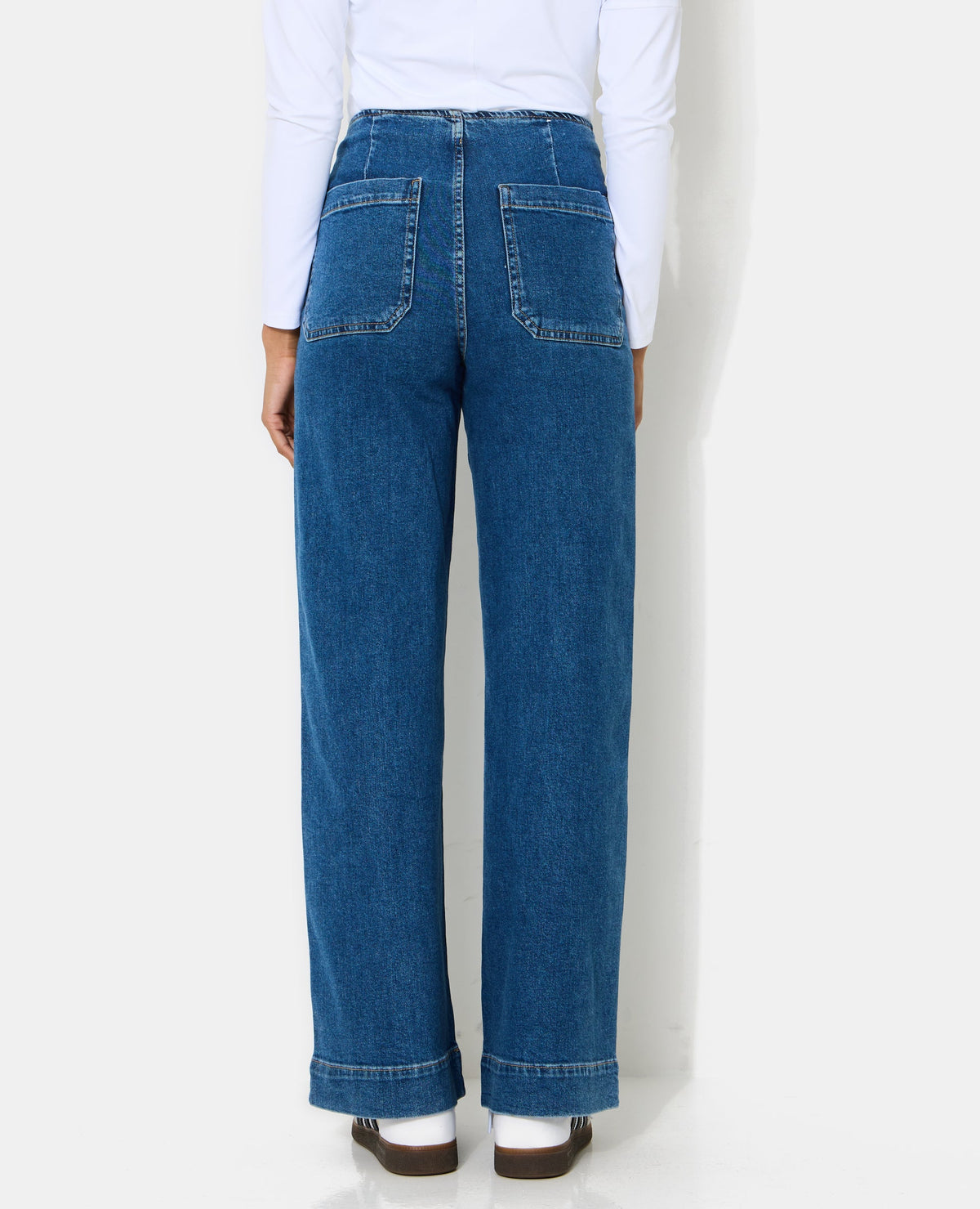 Jean wide taille haute avec poches plaquées