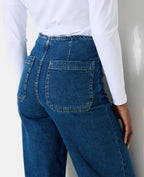 Jean wide taille haute avec poches plaquées