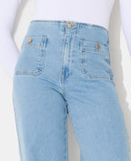 Jean wide taille haute avec poches plaquées