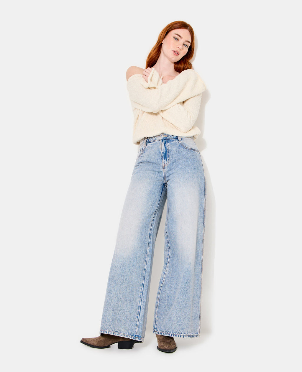 Jean extra wide taille haute