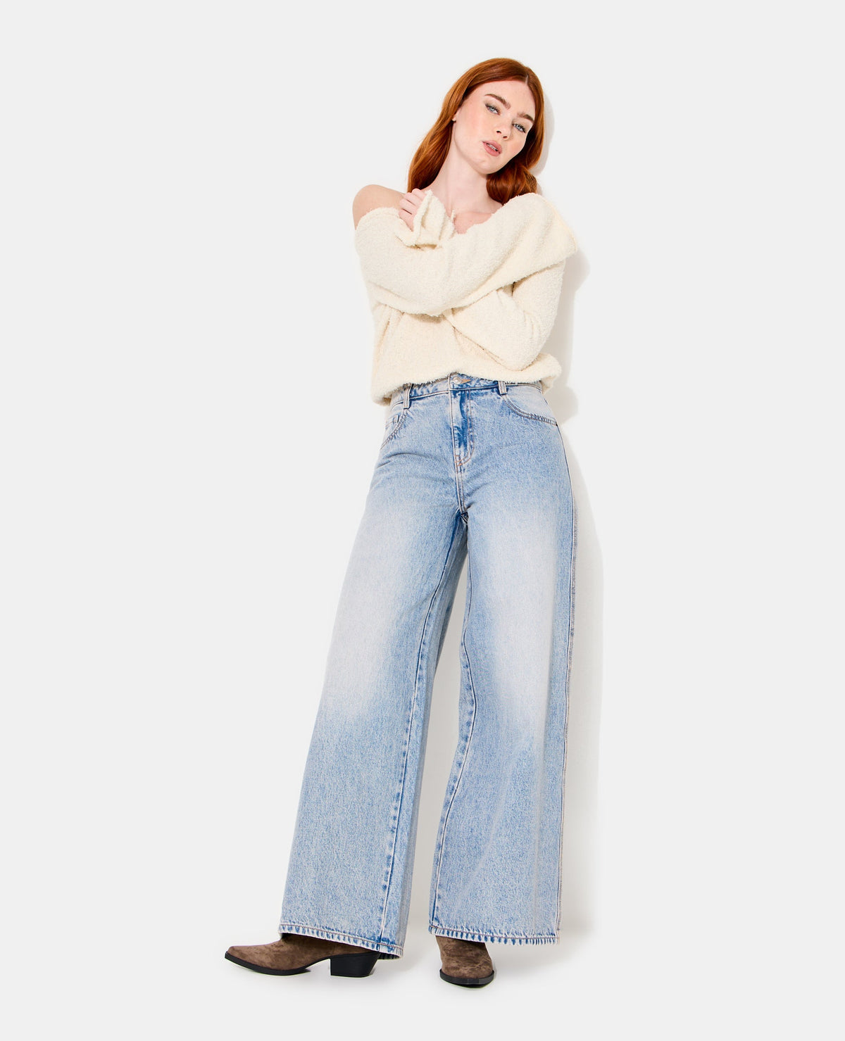 Jean extra wide taille haute