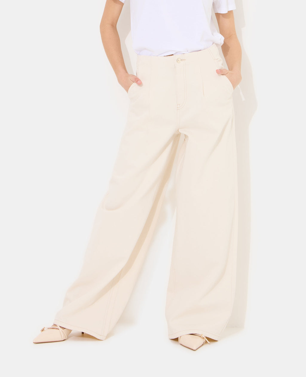 Jean extra wide taille haute avec pinces