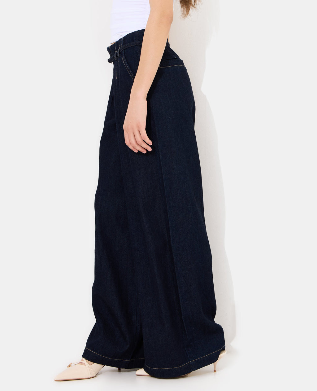 Jean extra wide taille haute avec ceinture