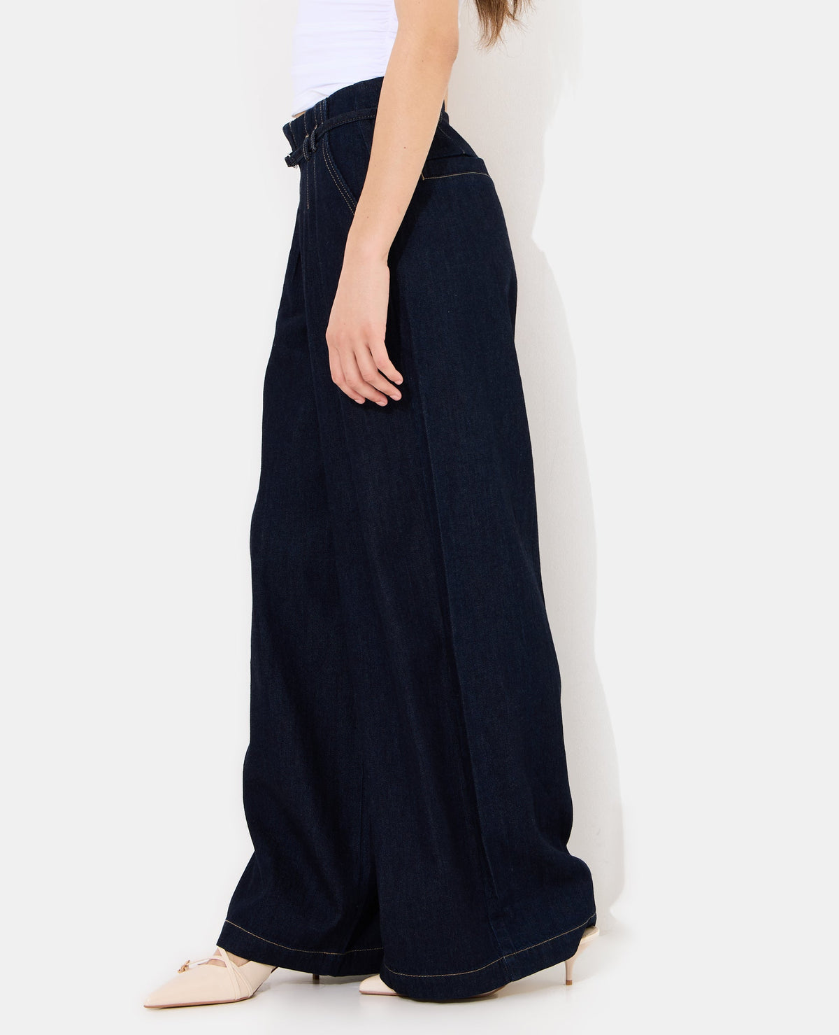 Jean extra wide taille haute avec ceinture