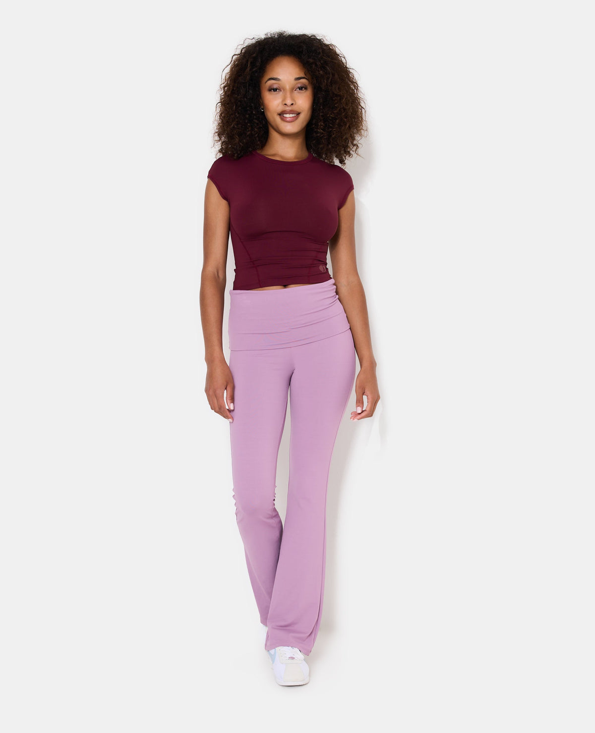 Pantalon flare en maille sculptante taille confort