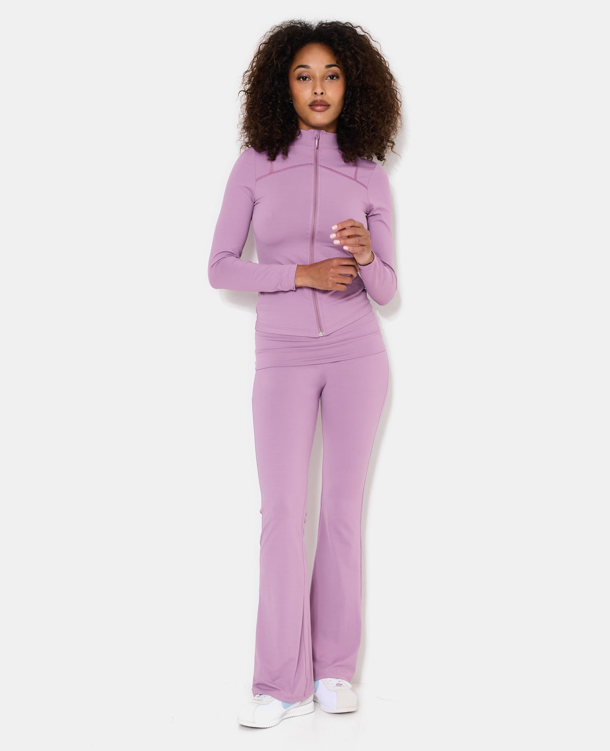 Pantalon flare en maille sculptante taille confort