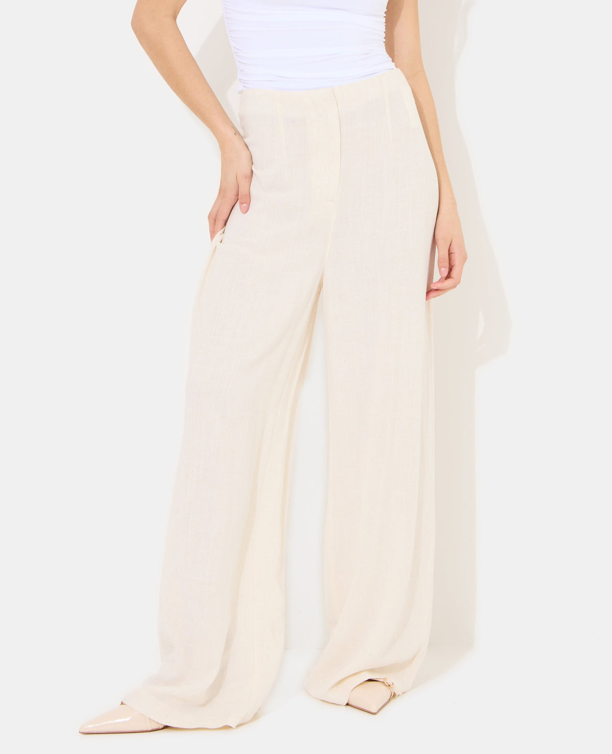 Pantalon droit avec lin