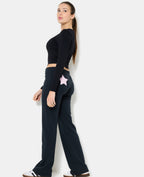 Pantalon droit en molleton avec étoiles dos
