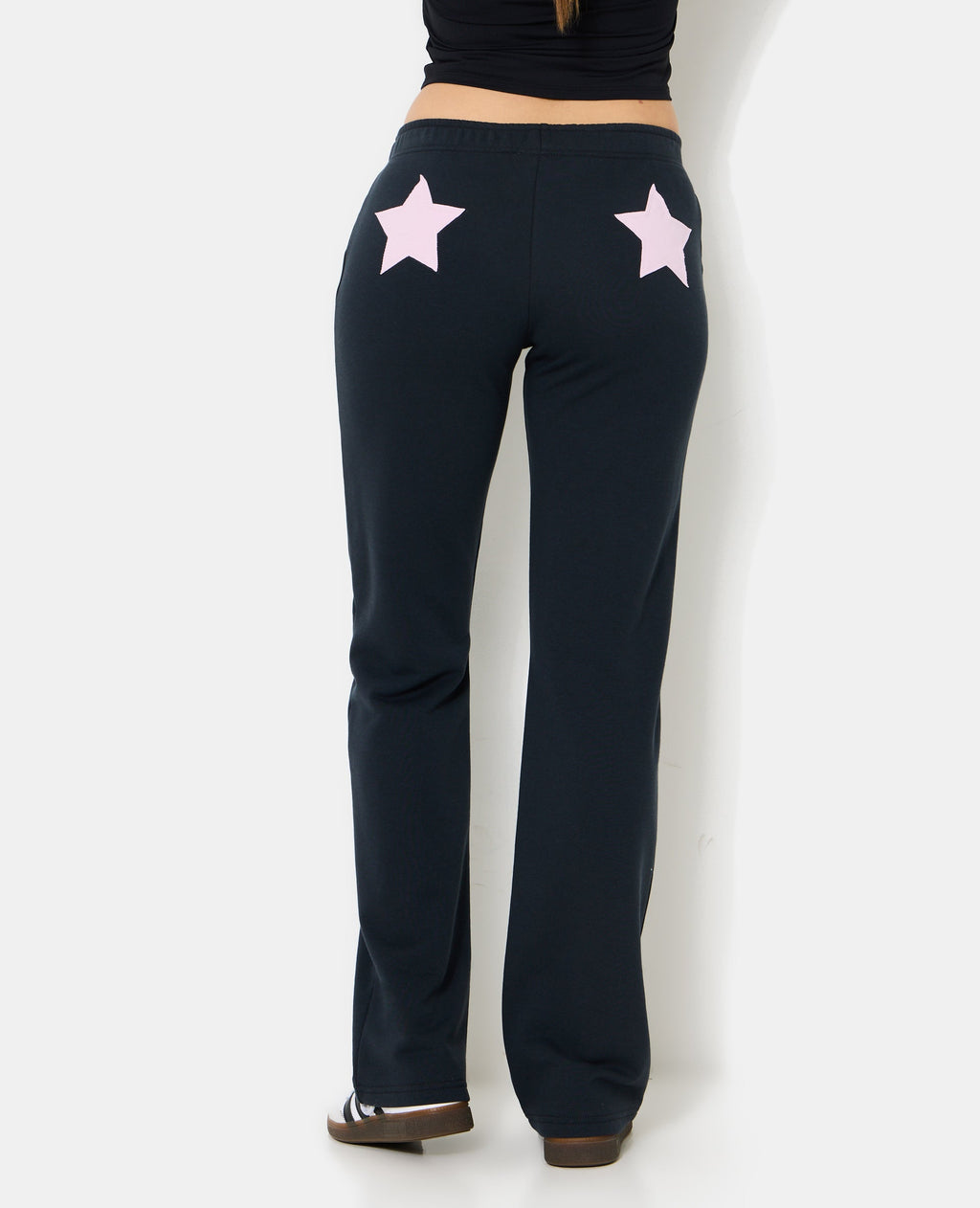 Pantalon droit en molleton avec étoiles dos