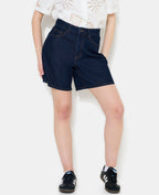 Bermuda large en jean taille haute