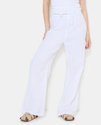 Pantalon en gaze de coton taille élastiquée
