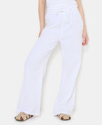 Pantalon en gaze de coton taille élastiquée