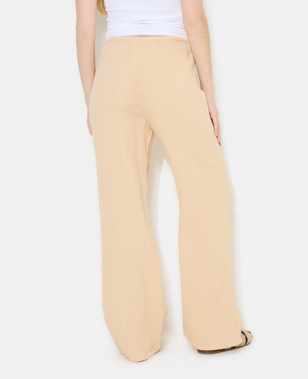 Pantalon en gaze de coton taille élastiquée