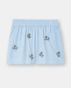 Short rayé avec fleurs en perles bijoux