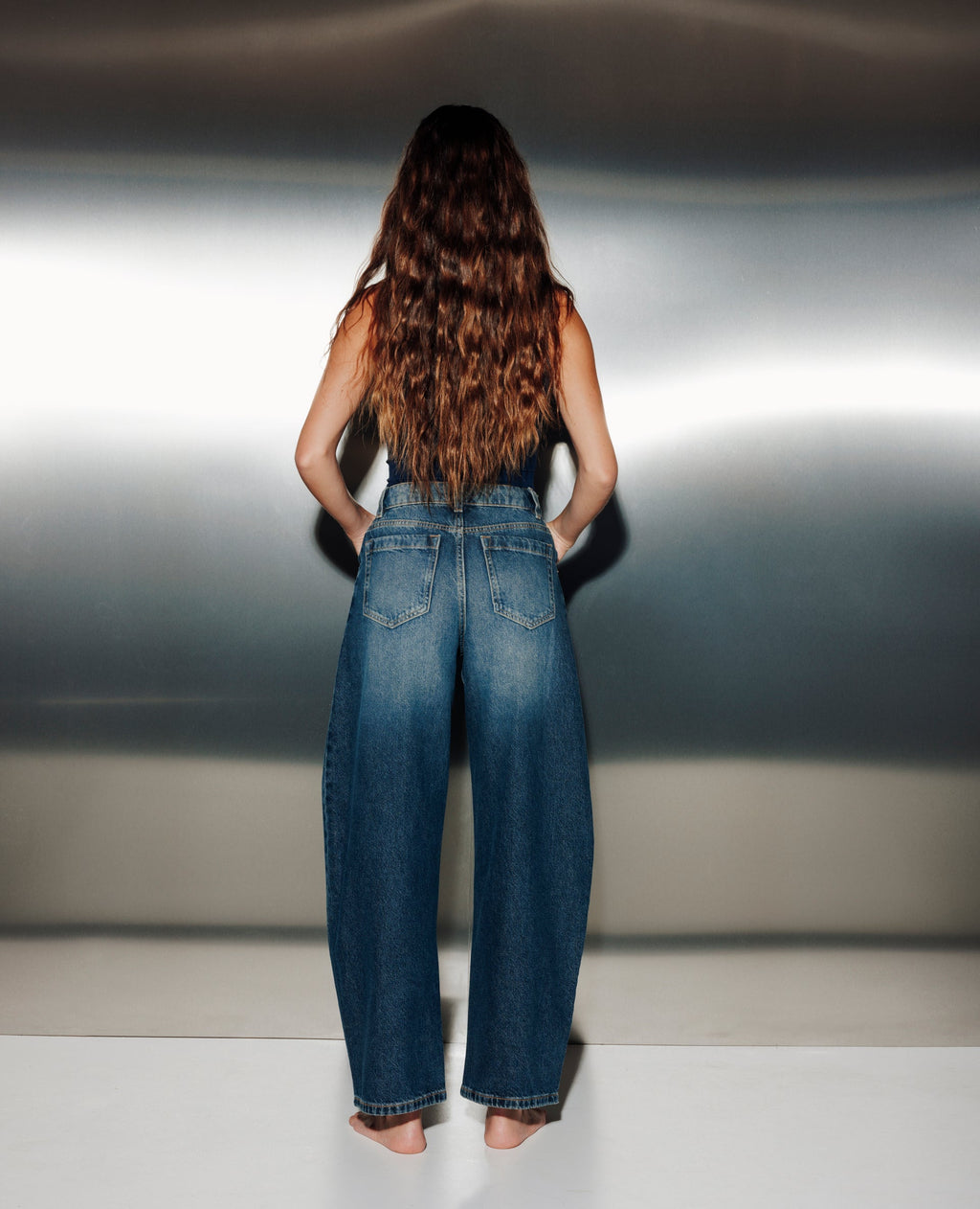 Jean barrel taille haute