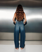 Jean barrel taille haute