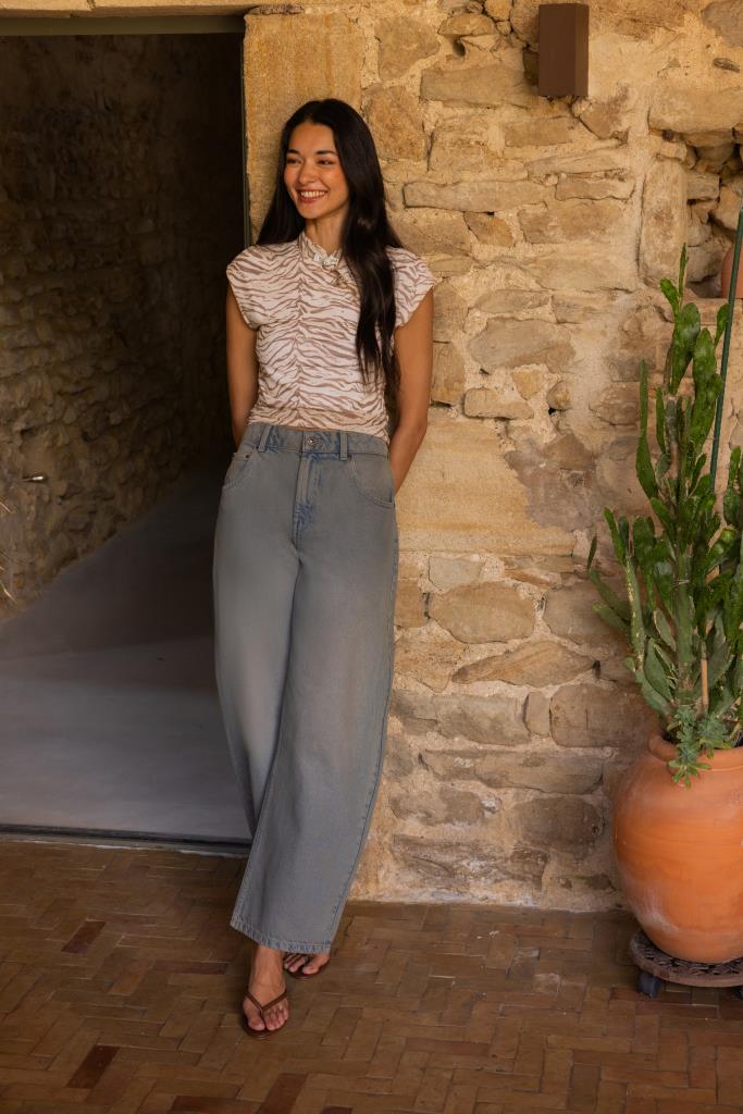Jean barrel taille haute