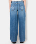 Jean wide taille basse avec étoiles