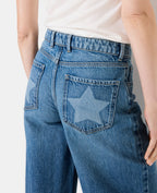 Jean wide taille basse avec étoiles