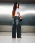 Jean wide taille basse avec étoiles