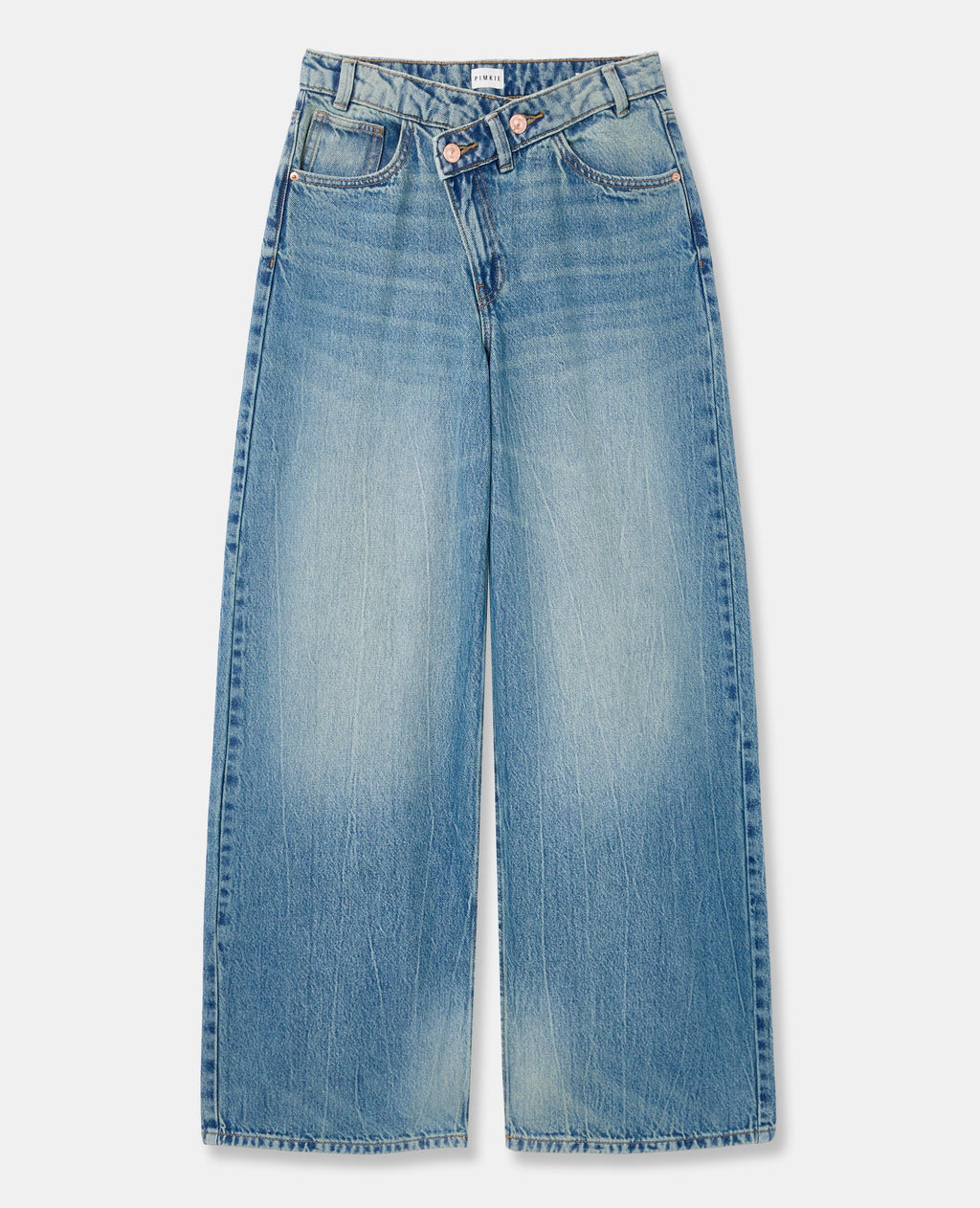 Jean wide taille haute avec ceinture décalée
