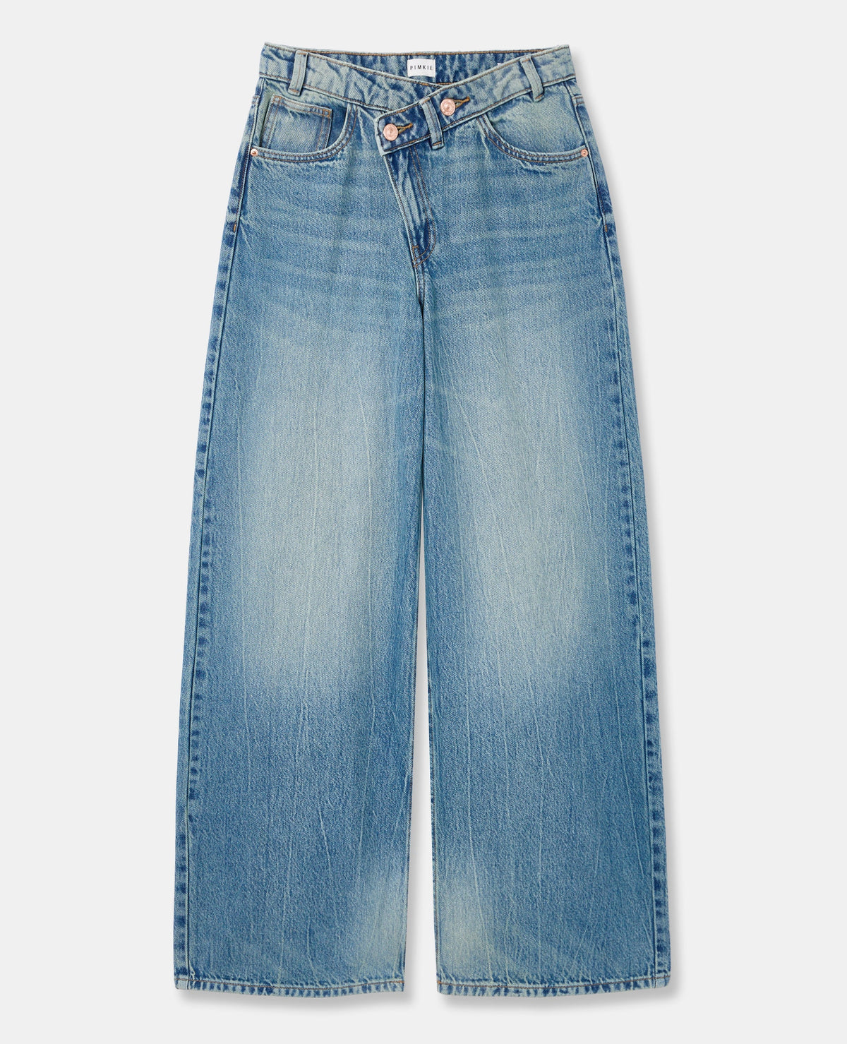 Jean wide taille haute avec ceinture décalée