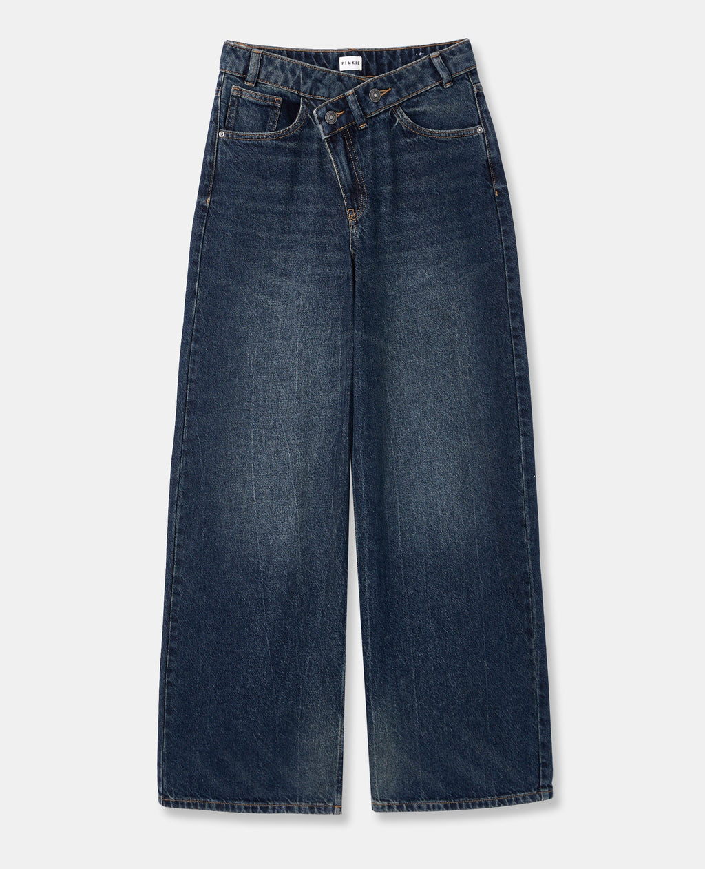 Jean wide taille haute avec ceinture décalée