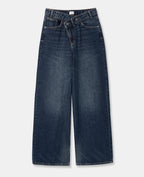 Jean wide taille haute avec ceinture décalée