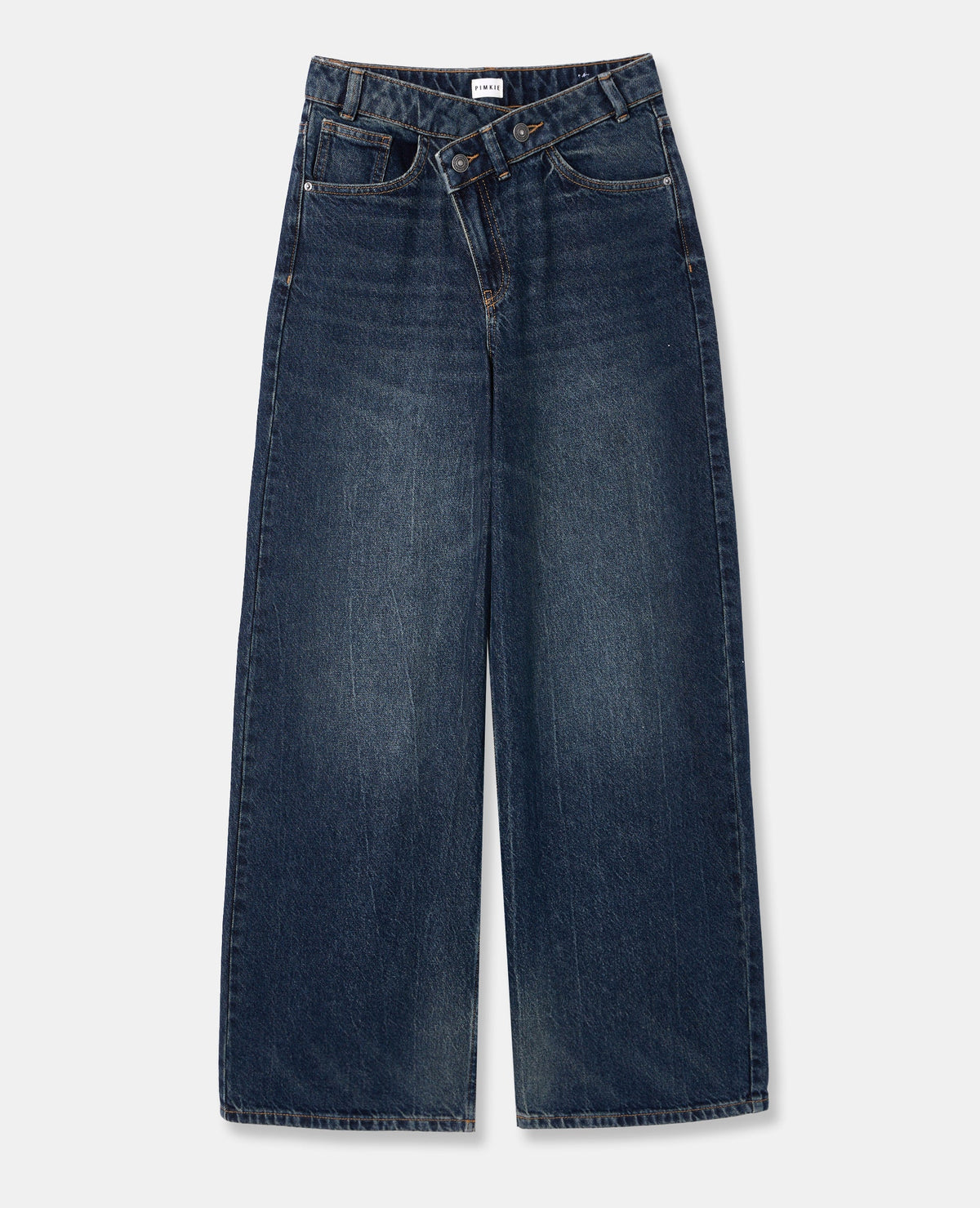 Jean wide taille haute avec ceinture décalée