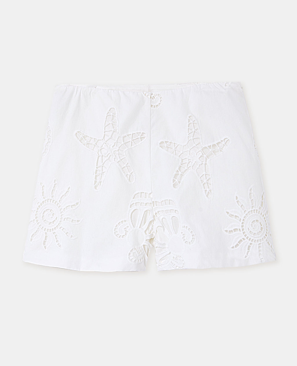 Short taille haute avec broderies ajourées
