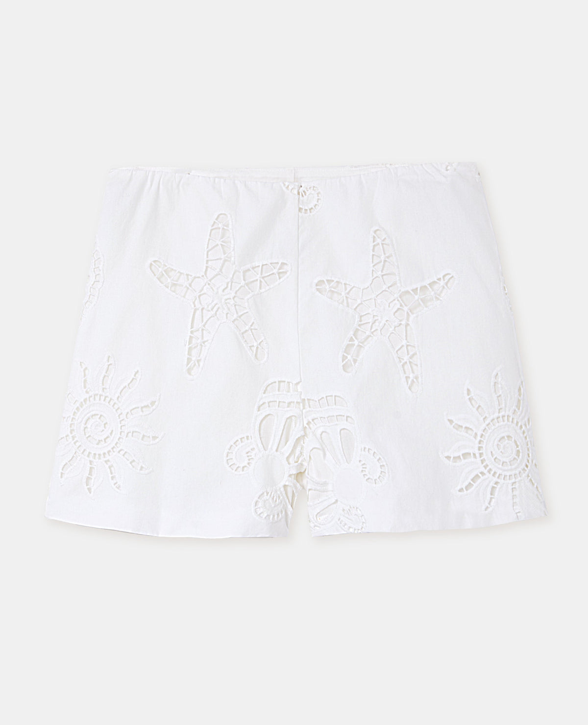 Short taille haute avec broderies ajourées