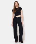 Jean wide stretch avec taille haute