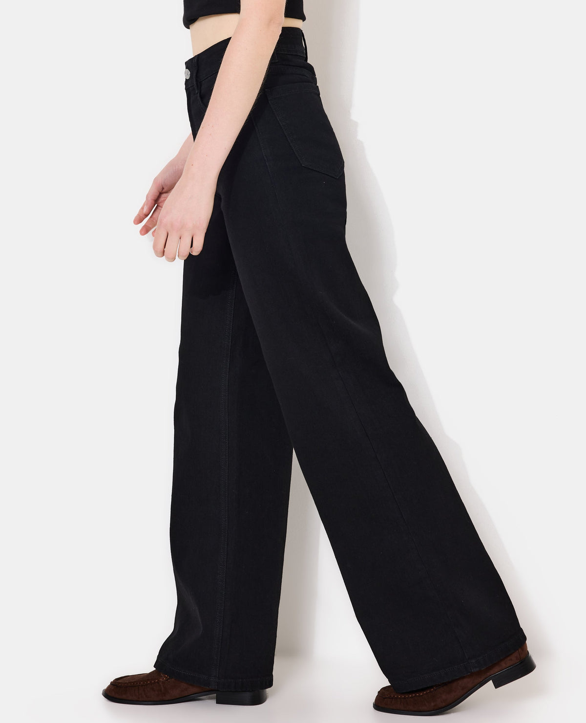 Jean wide stretch avec taille haute