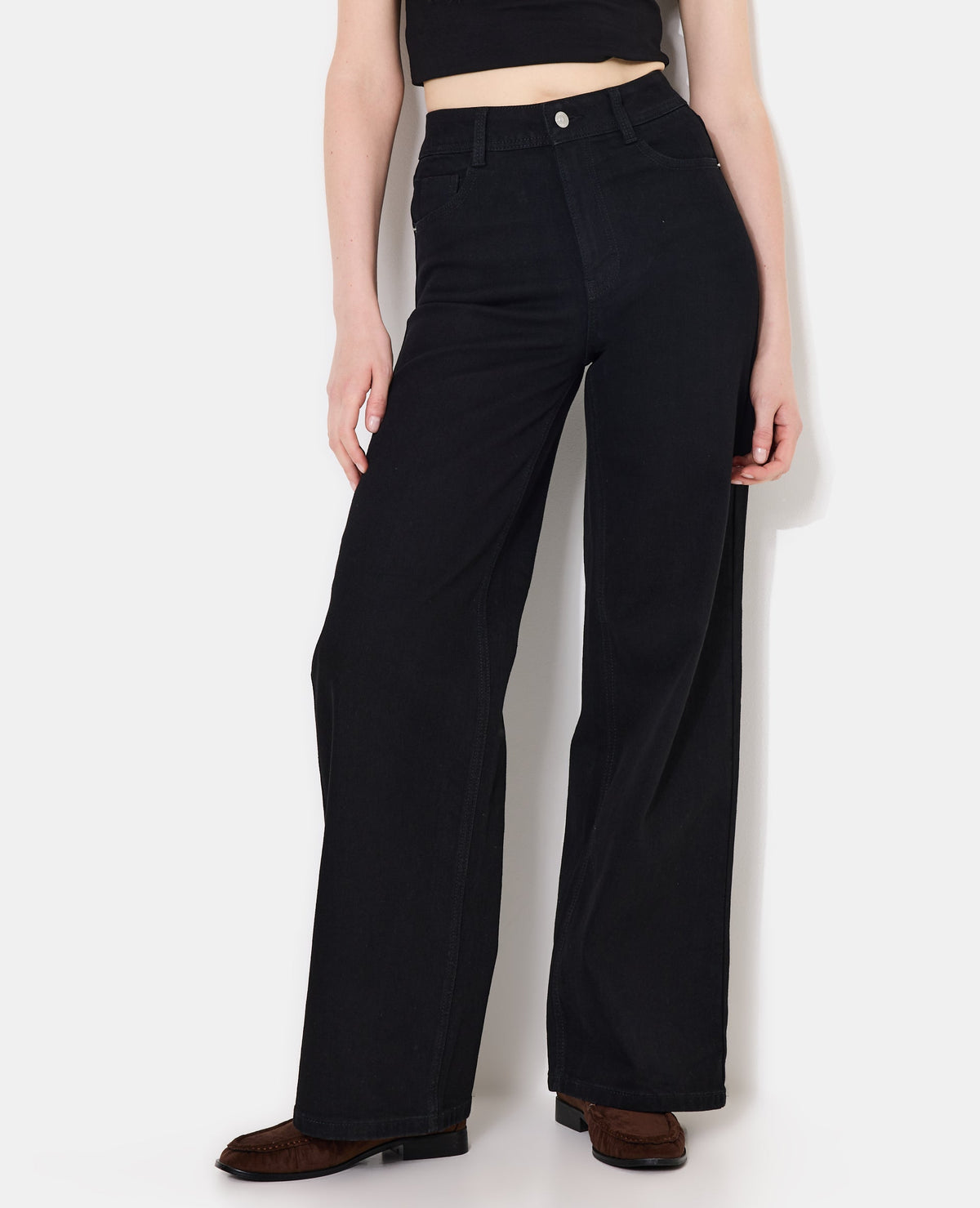 Jean wide stretch avec taille haute