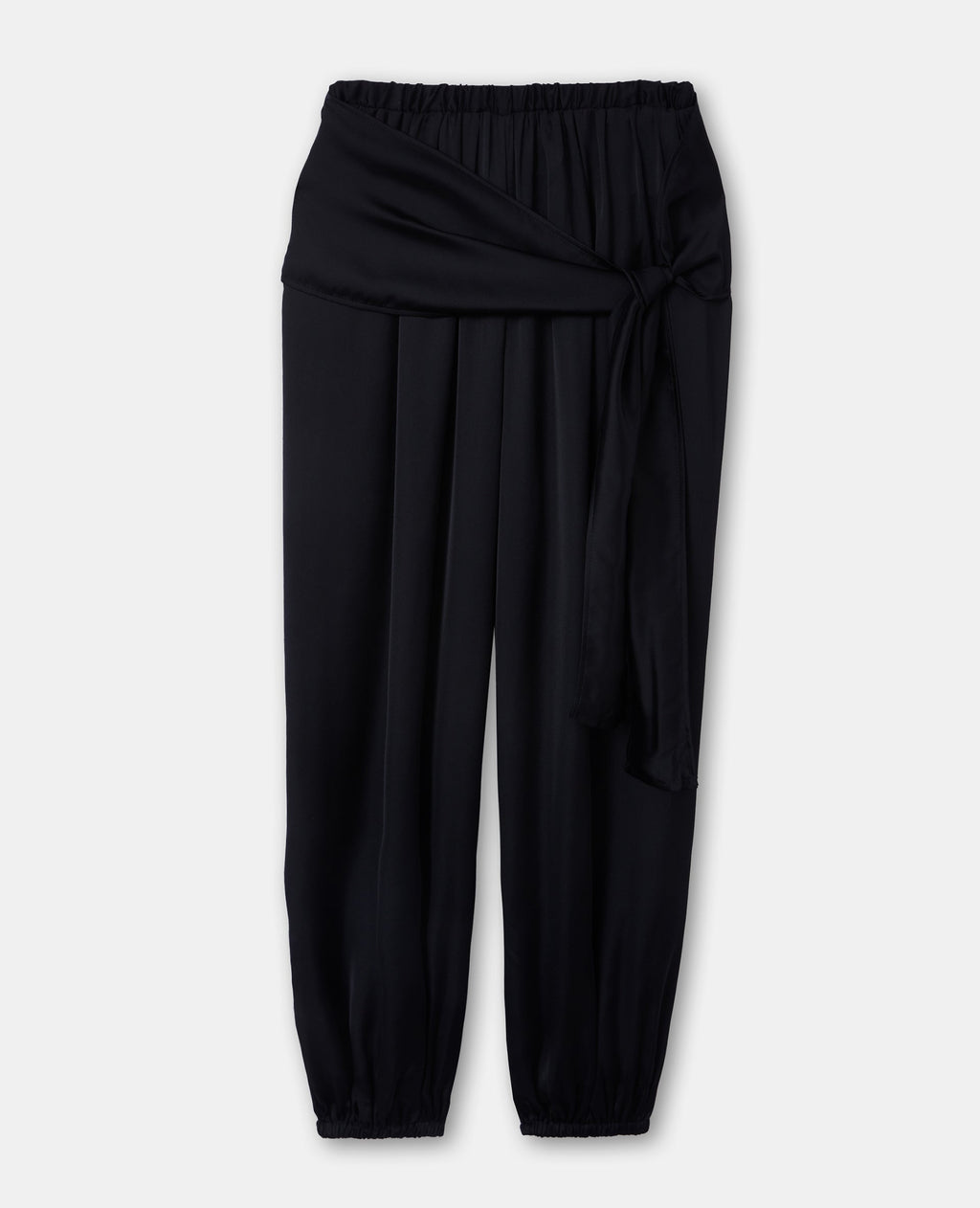 Pantalon bouffant en satin avec ceinture à nouer